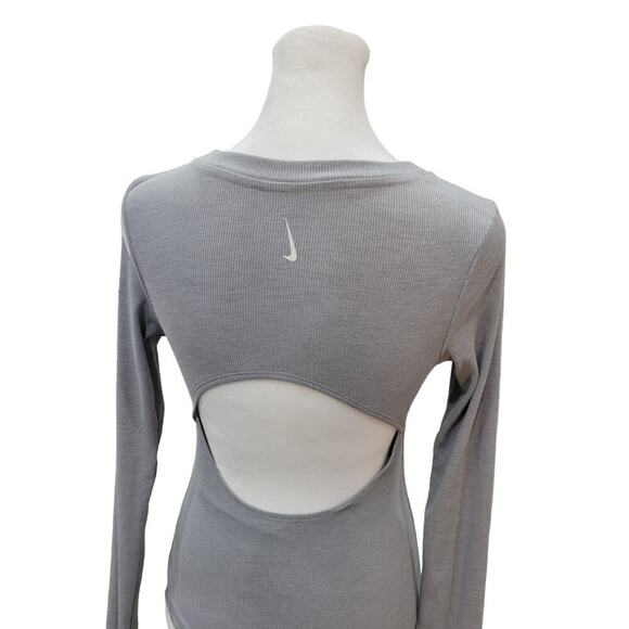 Nike Women's Dri Fit Yoga Luxe Infinalon Open Back Thong‎ Bodysuit Size XS Grey - Picture 11 of 15
